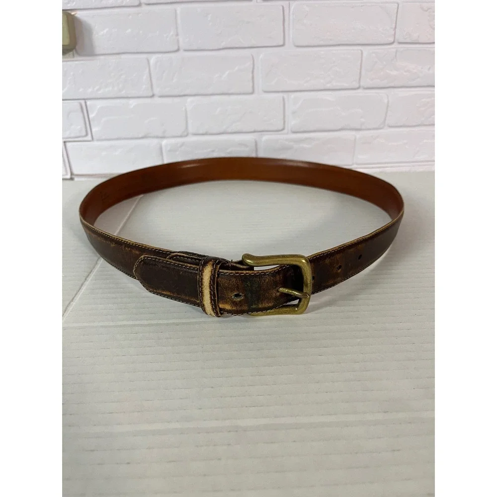 Coach Leather Belt Mens 34 Mahogany Brown‎ Fair Distressed Vintage Brass Buckle